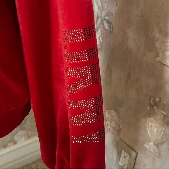 DKNY VELVET LOGO HOODIE RED CHERRY LARGE - Picture 6 of 6
